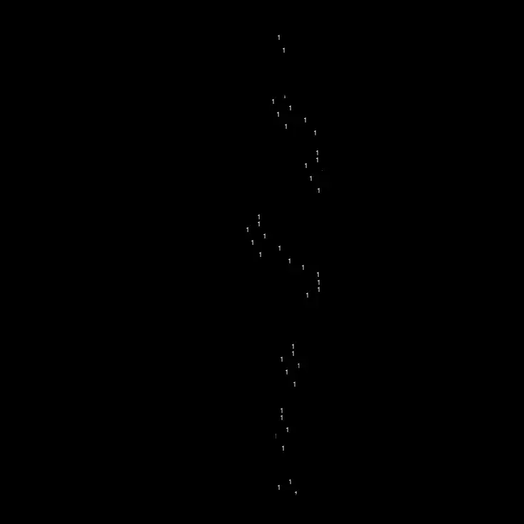 Silhouette humaine composée de code binaire en blanc sur fond noir