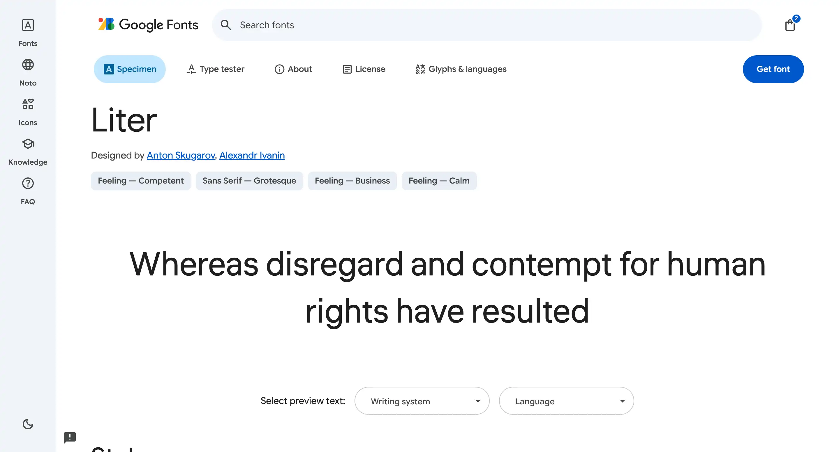 Font utilisée pour le corps de mon texte